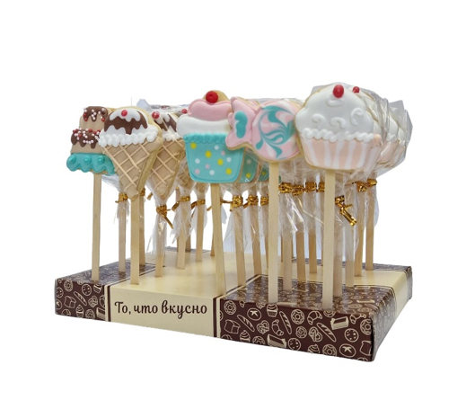 Мини-печенье ванильное на палочке Lenco "Сладости" 15гр, (1 шт)